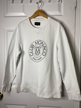 Club Monaco White Crewneck with Black Crest Logo#8